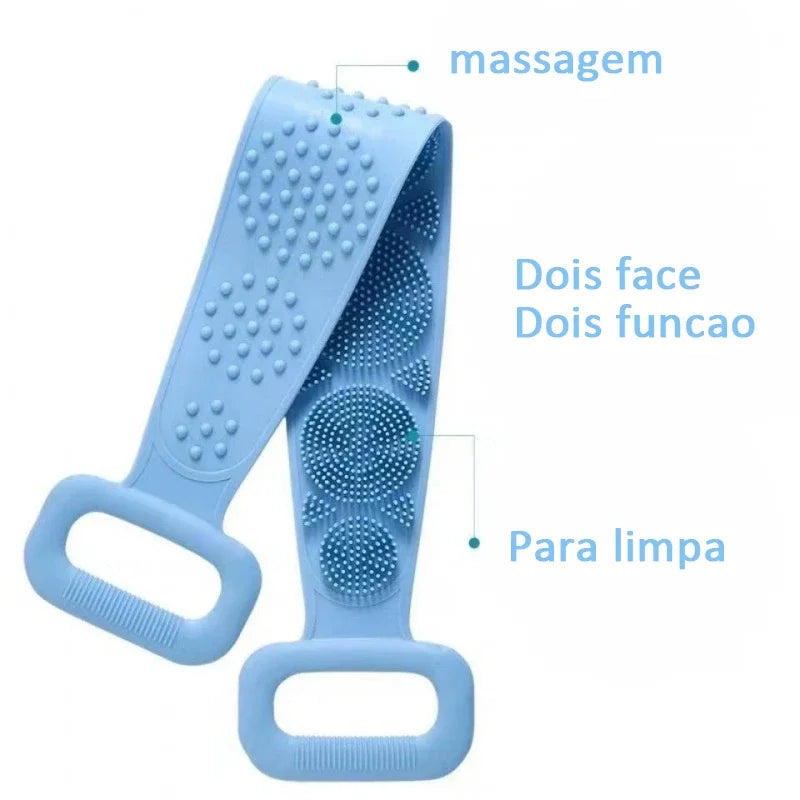 Cinta Escova de Banho Esponja de Silicone Massageadora Com Alças - BodySponge®